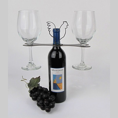 Rooster Open End Wrench Wine Glass Holder-Natural-